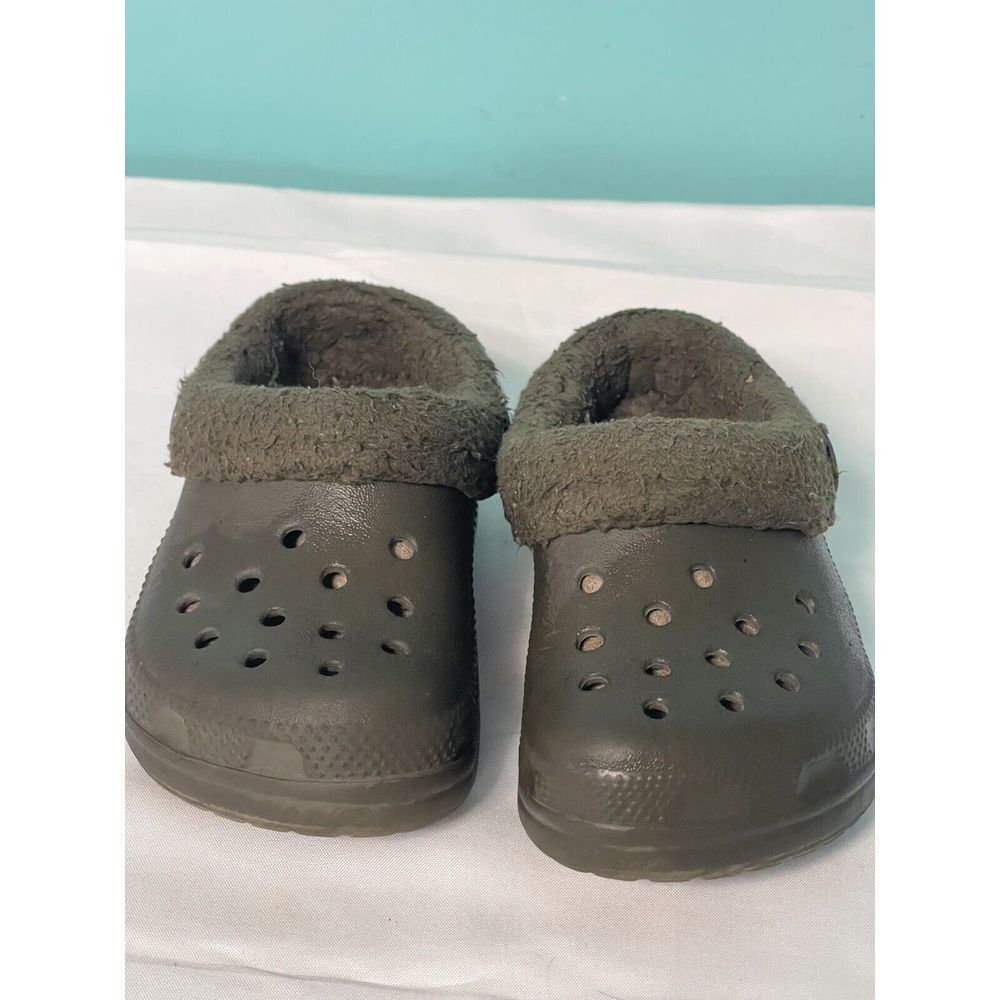 Crocs Toddler Classic Lined Green Clogs C6 Sz 6 Slip-on